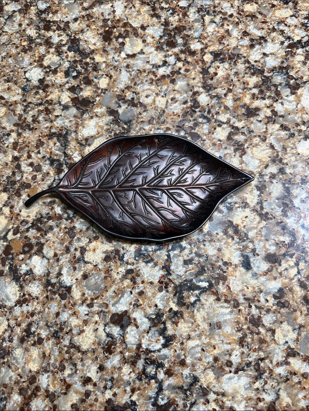 PartyLite Dark Brown Leaf-Shaped Reptile Habitat Accent